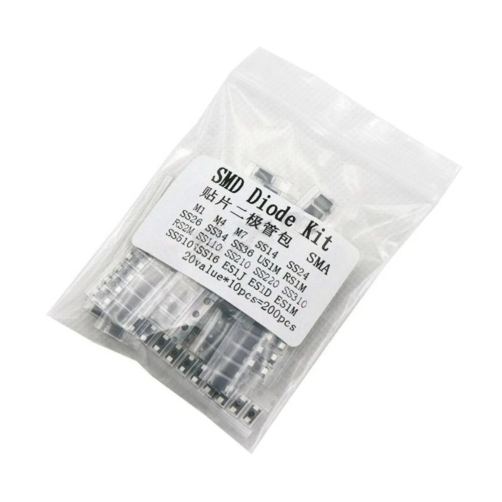 400PCS SMD Rectifier Diode Kit 20 Values M1 M4 M7 SS34 Schottky Diode Assortment Set