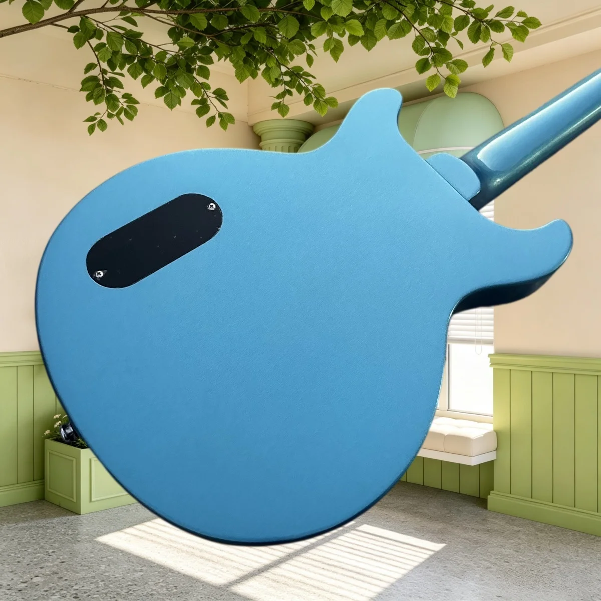 STU DC‑Style Electric Guitar Ice Blue Dual P90 Pickups Silver Hardware Pro Musician Blues Vintage Rock Mahogany Body Beginner