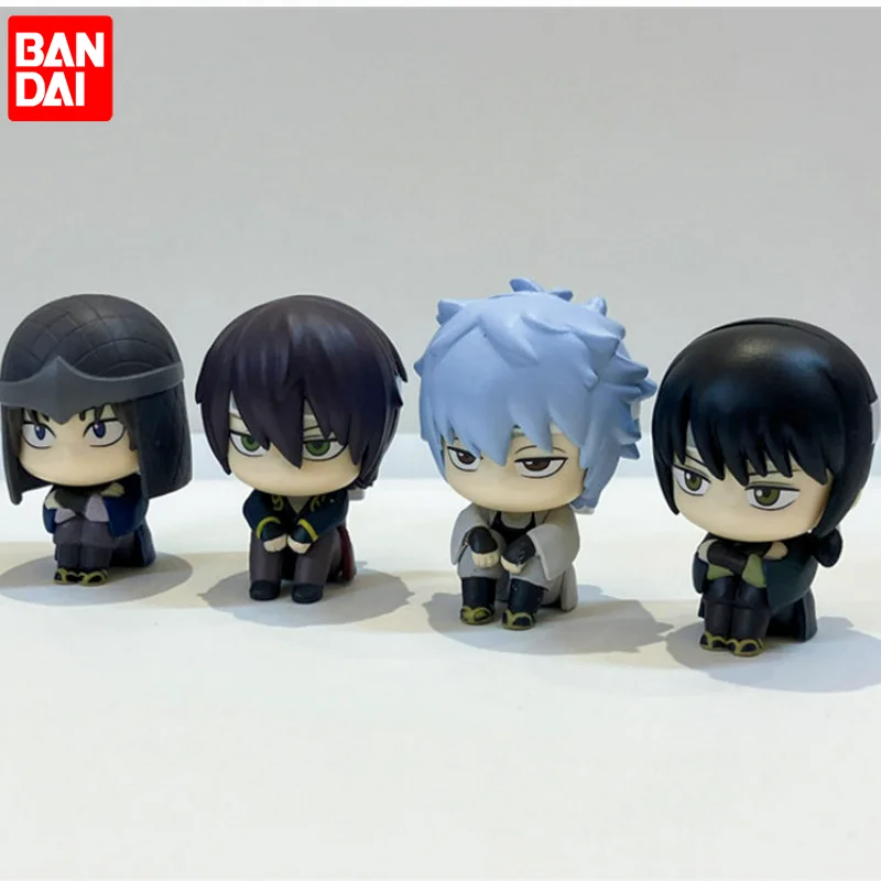 

Фигурки Bandai Gintama Machiboke Joui Era (сидячие), игрушки-гашапоны: Саката Гинтоки, Такасуги Шинсуке, Катсура Котаро — настольные статуэтки