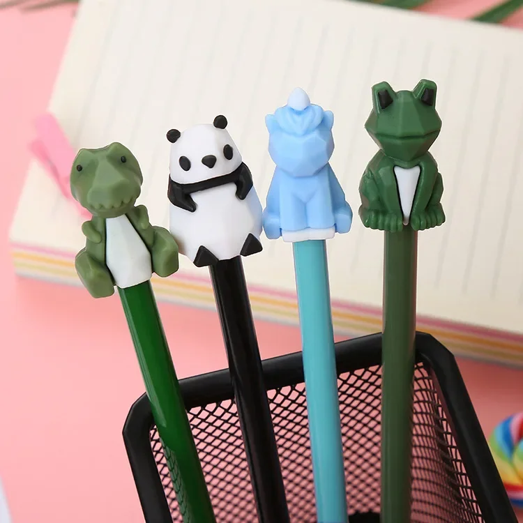 48Pcs Wholesale creative animal styling gender-neutral pen, cute panda crocodile frog cartoon stationery pen