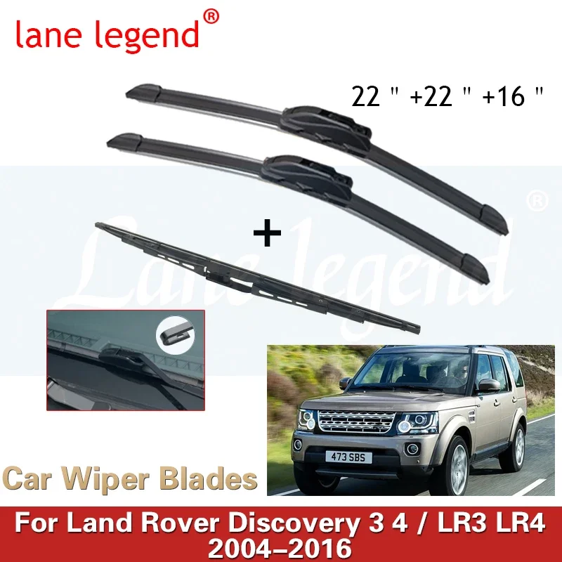 

For LAND ROVER Discovery 3 4 / LR3 LR4 2004-2016 Car Front Rear Wiper Blades Windscreen Wipers Auto Windshield 22"+22"+16 2015