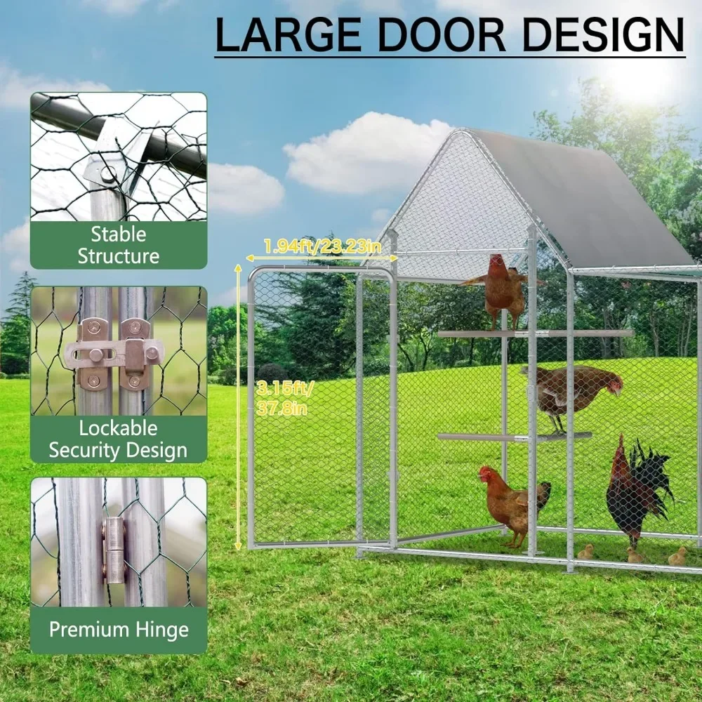 Imagem -03 - Grande Metal Chicken Coop para Galinhas Walk in Poultry Cage Run Wire Fence Enclosure Outdoor Pen 10x3.5x5ft