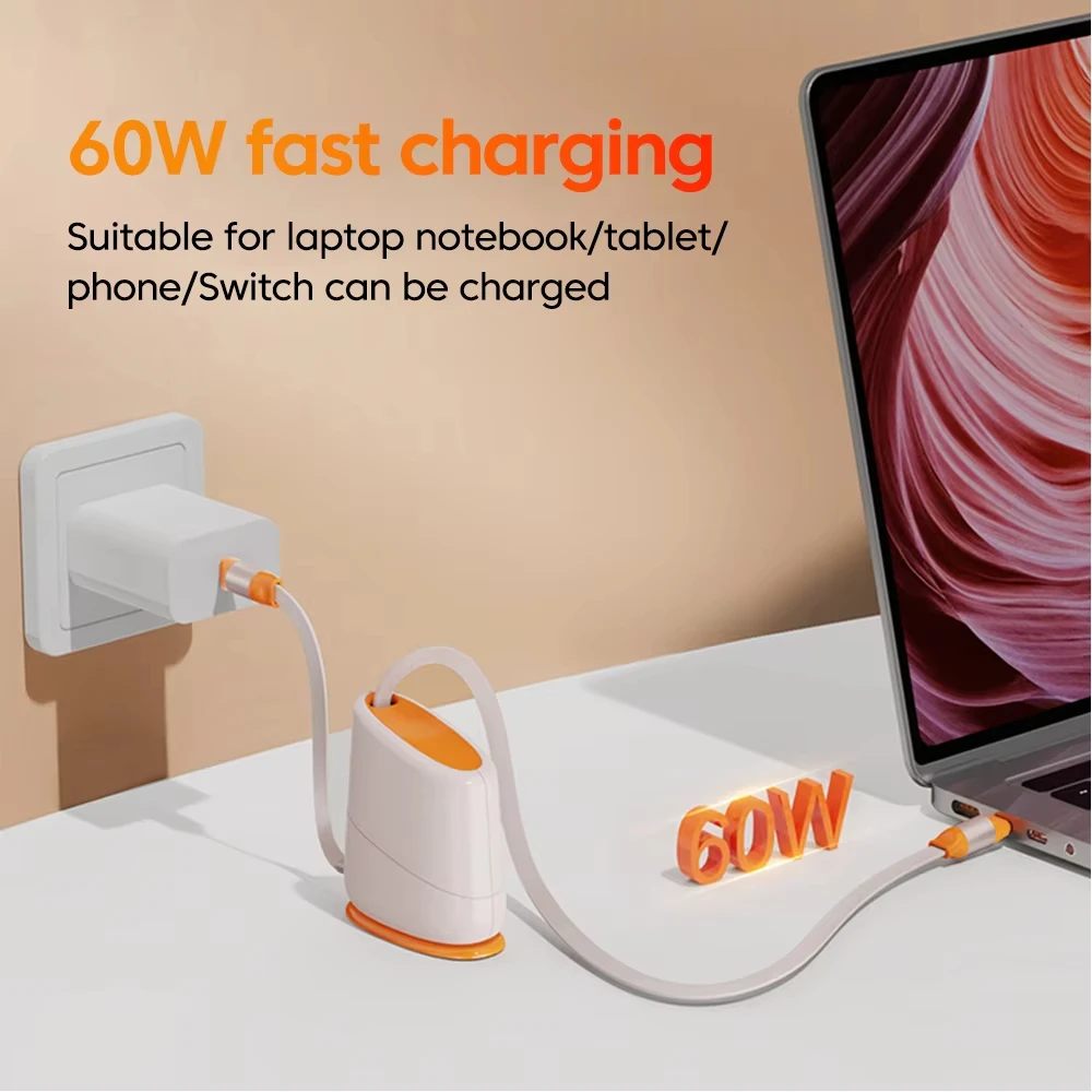 เดสก์ท็อปคงที่ 100WประเภทCถึงประเภทCสายRetractable Fastชาร์จข้อมูลสําหรับiPhone 16 15 iPad 6 Huawei Xiaomi Quick Charge