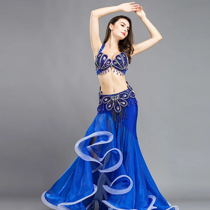 2024 New High-end Dance Performance Women Dancewear Belly Dance Costume Bra&skirt 2pcs Set Stage Dance Clothing Oriental Dance