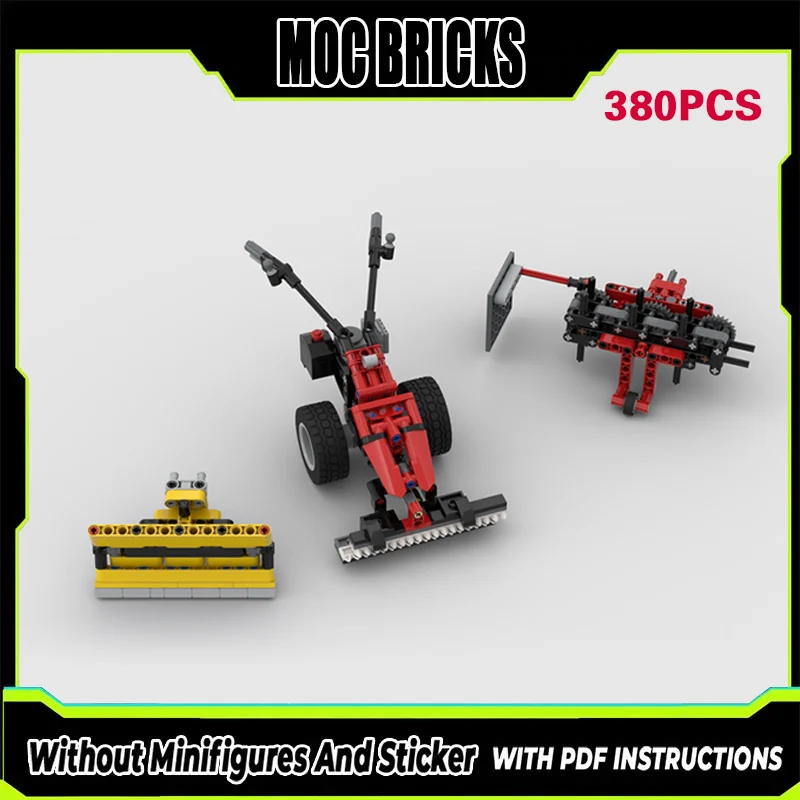 

City Car Model MOC Building Bricks Walk-Behind Tractor With Cutter Bar Modular Technology Gifts Holiday Assemble Children Toys