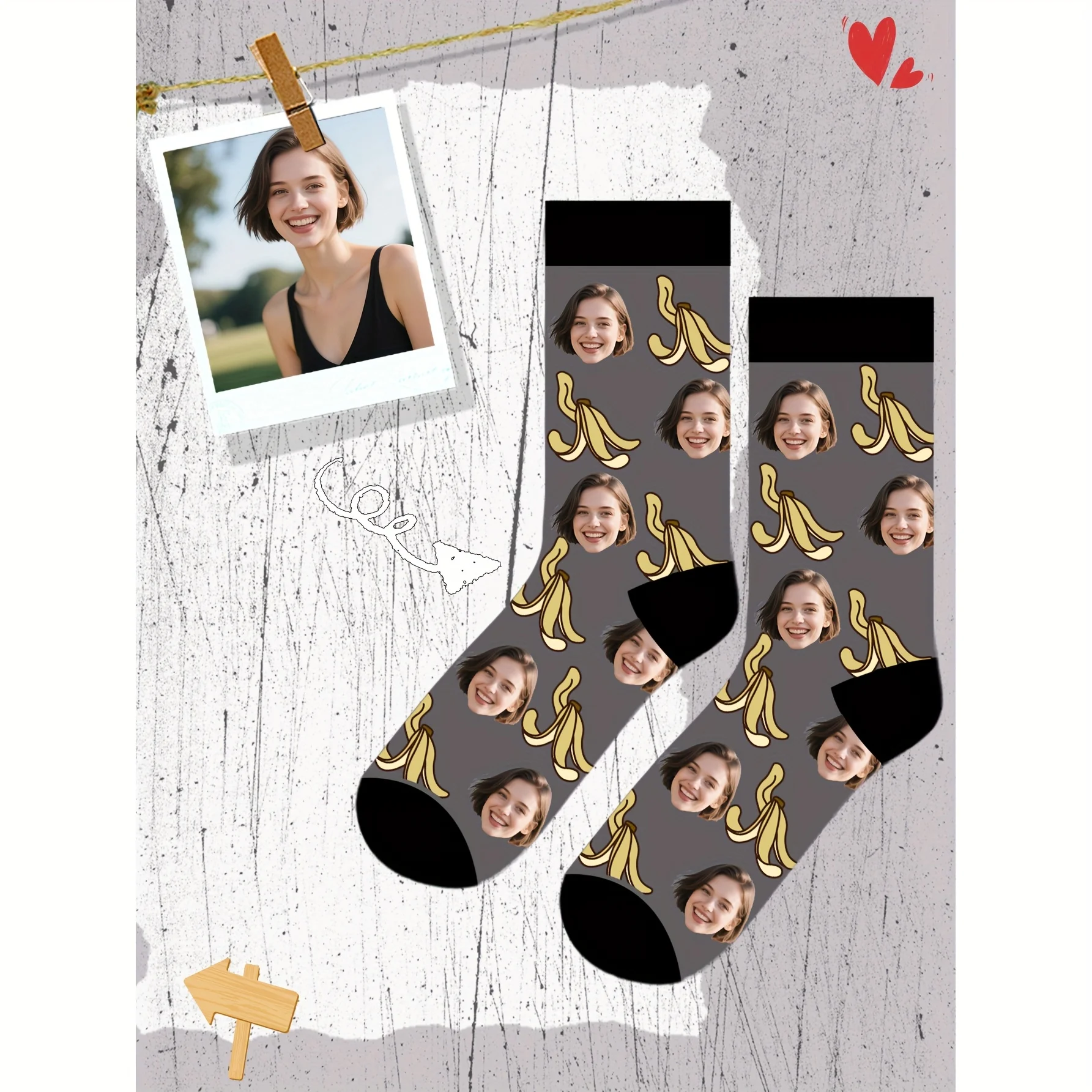 1 pair of customized photo face women's mid tube socks - can personalize any image, fun anime cartoon design, rich and colorful view 4