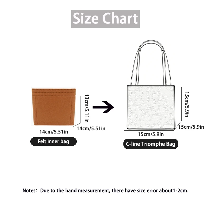 EverToner Felt Purse Insert Organizer Fits For C-line Tri-mphe Bag Inside Storage Bag Travel Makeup Insert Inner Bag