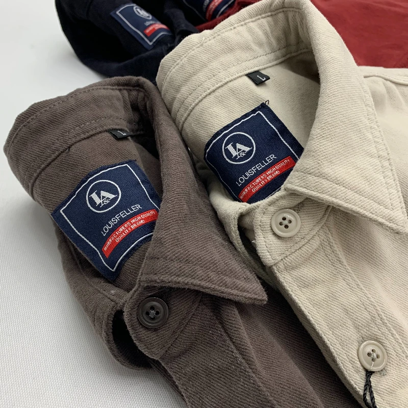 May Khaki heavy cargo double-pocket shirt men's cotton wash wool long-sleeved Japanese vintage loose coat