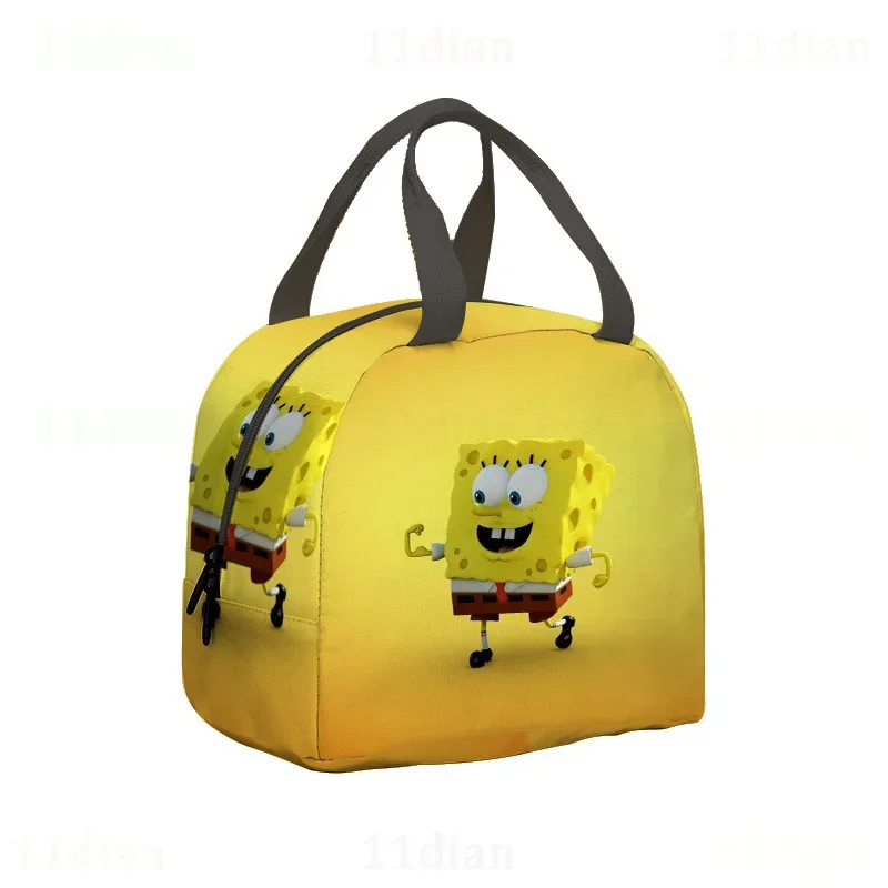 SpongeBob Lunch Bag Aluminum Foil Insulation Cartoon Student School Winter Warmth Kids Boy Girls Anime Picnic Cute Bento Box Bag