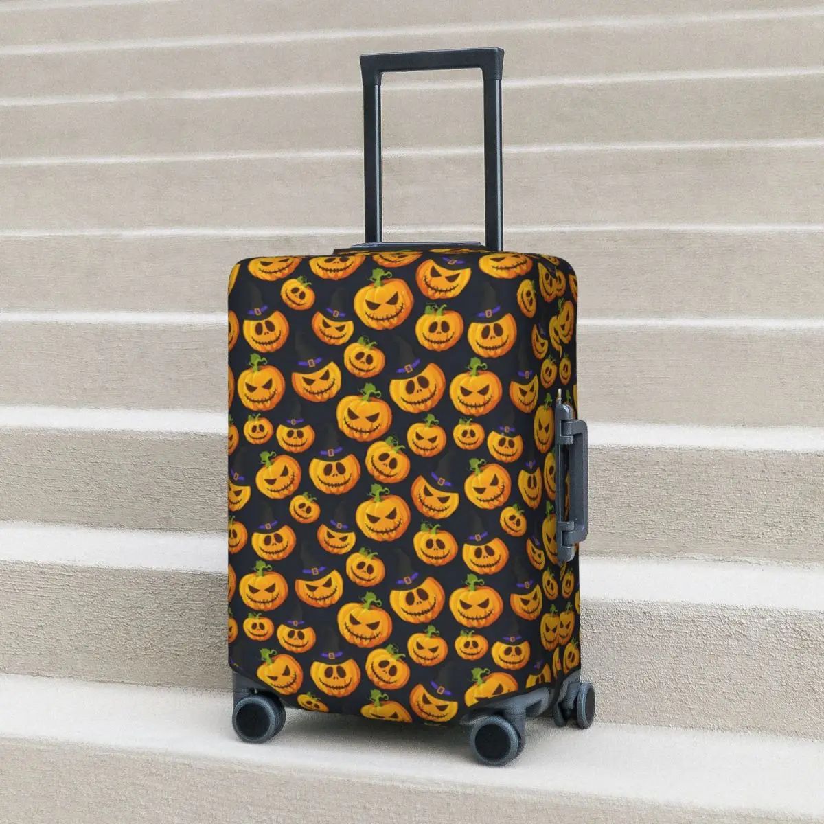 Kawaii Pumpkin Suitcase Cover Happy Halloween Holiday Travel Elastic Luggage Accesories Protection