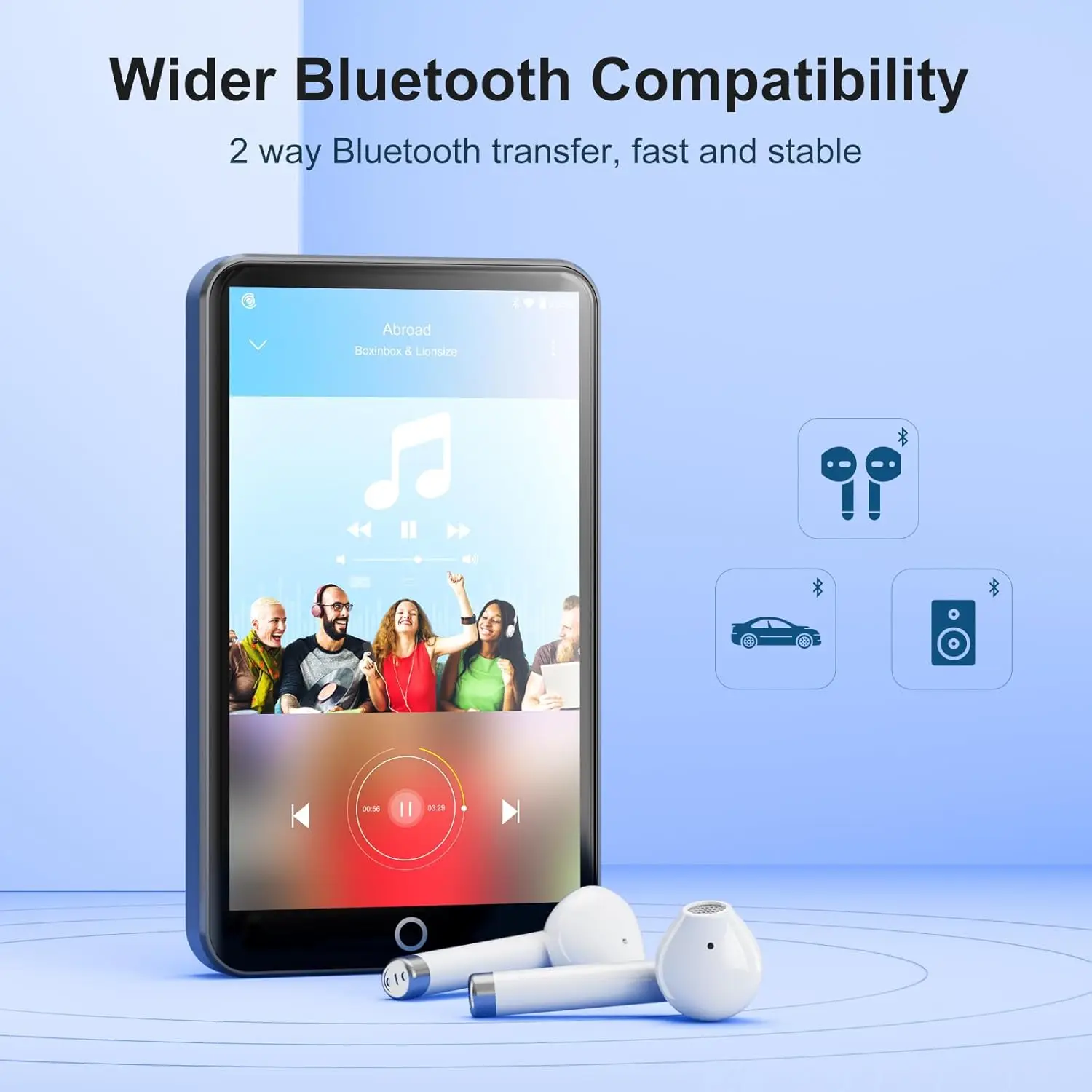 Imagen 6: Reproductor MP3 MECHEN Android 9.0 con Bluetooth y WiFi, reproductor MP3 MP4 con Spotify, flexible, Pandora, hasta 512 GB (gris))