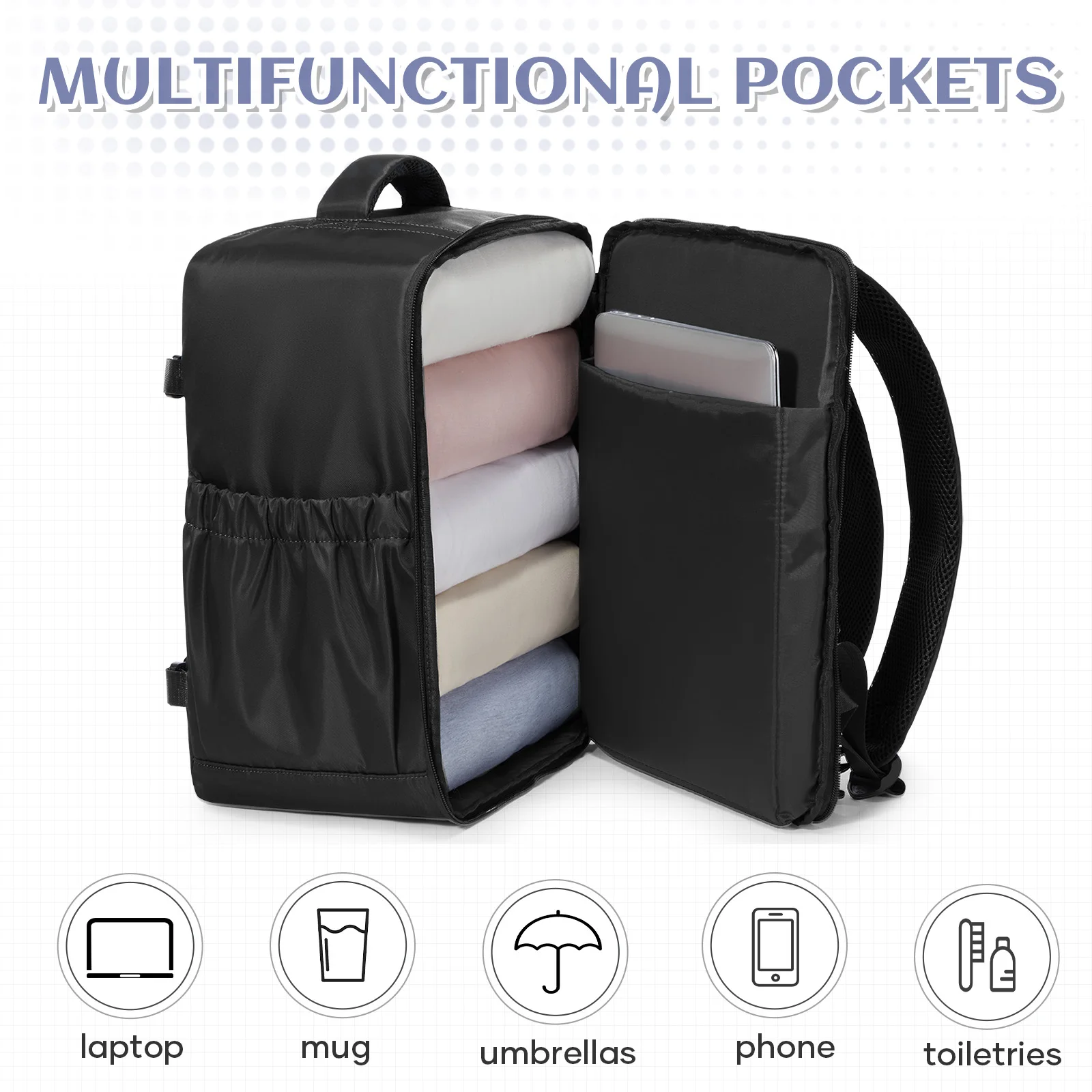 حقيبة ظهر للسفر على شكل طائرة مقاس 40 × 20 × 30، حقيبة ظهر Ryanair حقيبة ظهر للسفر على شكل طائرة تحمل على حقيبة ظهر للرجال، حقيبة ظهر للأمتعة اليدوية