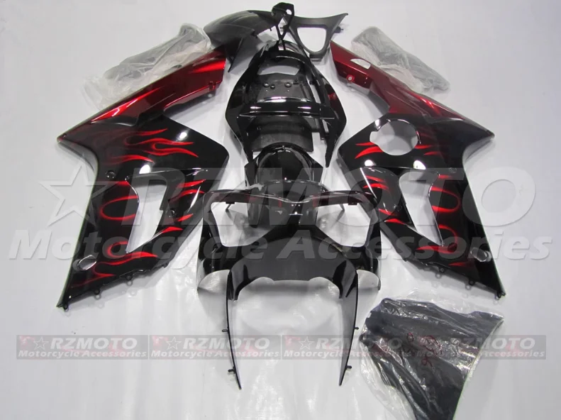 4Gifts New ABS Motorcycle Whole Fairings Kit Fit For KAWASAKI ZX-6R 636 2003 2004 03 04 Bodywork Set Custom Red Flame