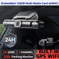 360 Degree 4 Channel GPS WiFi Dash Cam 2K+3*1080P for Car Voice Control Video Recorder IR Night Vision Support 24h Parking Monit