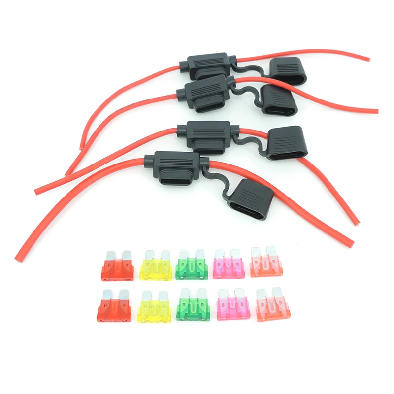 1/3 Waterproof Medium Auto car Fuse Holder Box 16/14/12/10AWG Blade Fuse wire cable 10A 20A 30A 50A fuse Power Socket Automotive