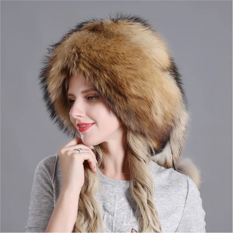 

Woolen hat ear-protecting thickened ski cap trendy women's fur