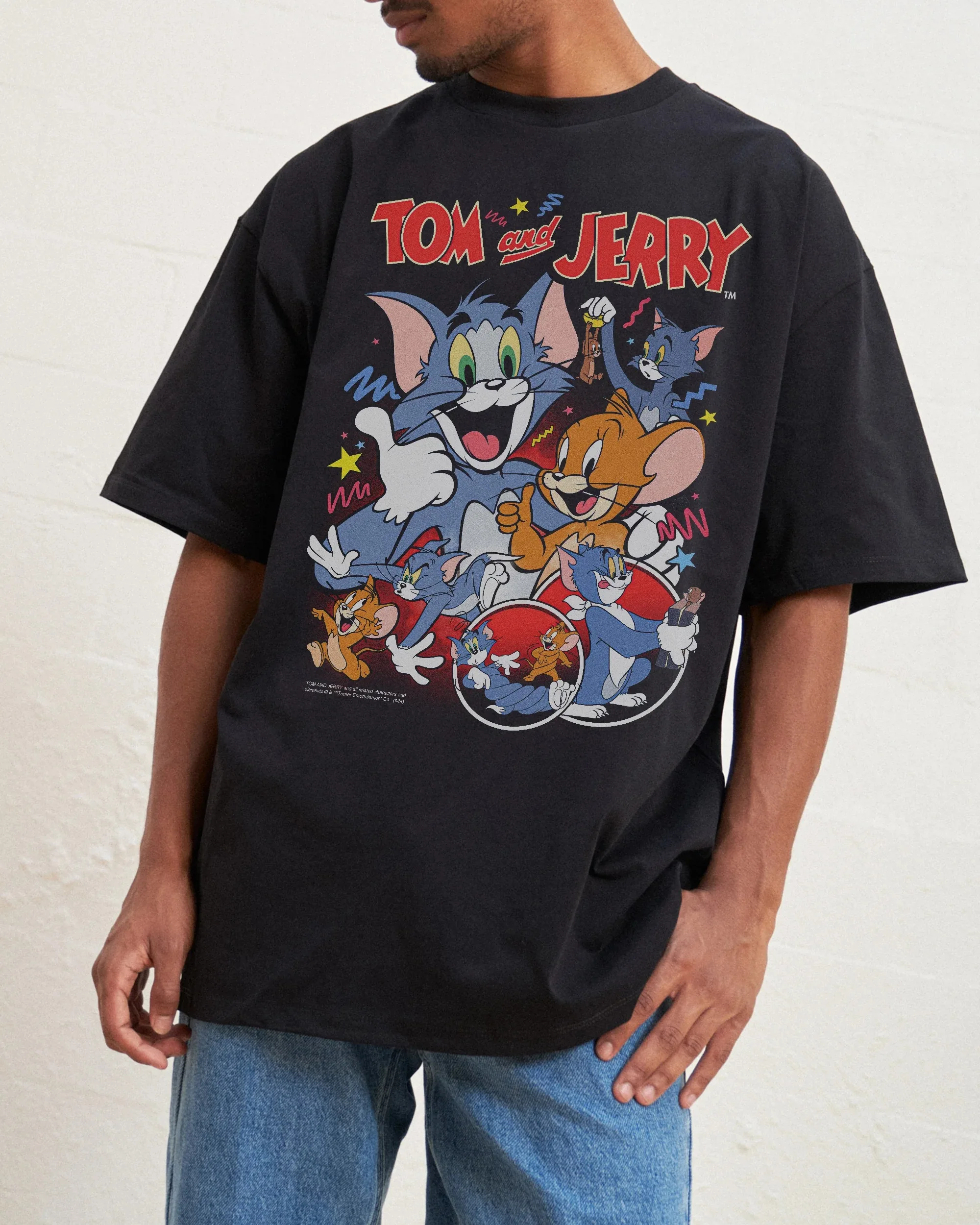 

Tom and Jerry Themed Cotton Tee Charming Group of Tom Jerry and Companions Print Soft Pure Cotton for Casual Wear Tee S-4XL