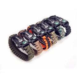 Braccialetto di sopravvivenza multifunzione all'aperto emergenza militare 4mm Paracord Wristband raschietto fischietto fibbia strumenti