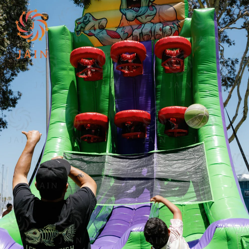 Giant Shooting Challenge 2.5m Zombie Basketball Challenge Inflatable Basketball Hoop Game with Blower For Party Rental