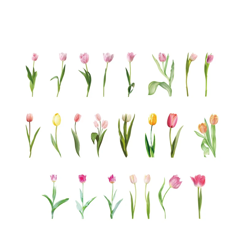 Imagem -06 - Pacotes Atacado Tulipa Caixa Fresca Adesivos Rosa Manual Artesanal Faça Você Mesmo Etiqueta Decorativa Selo Adesivo Retro Arte Material 4cm 40