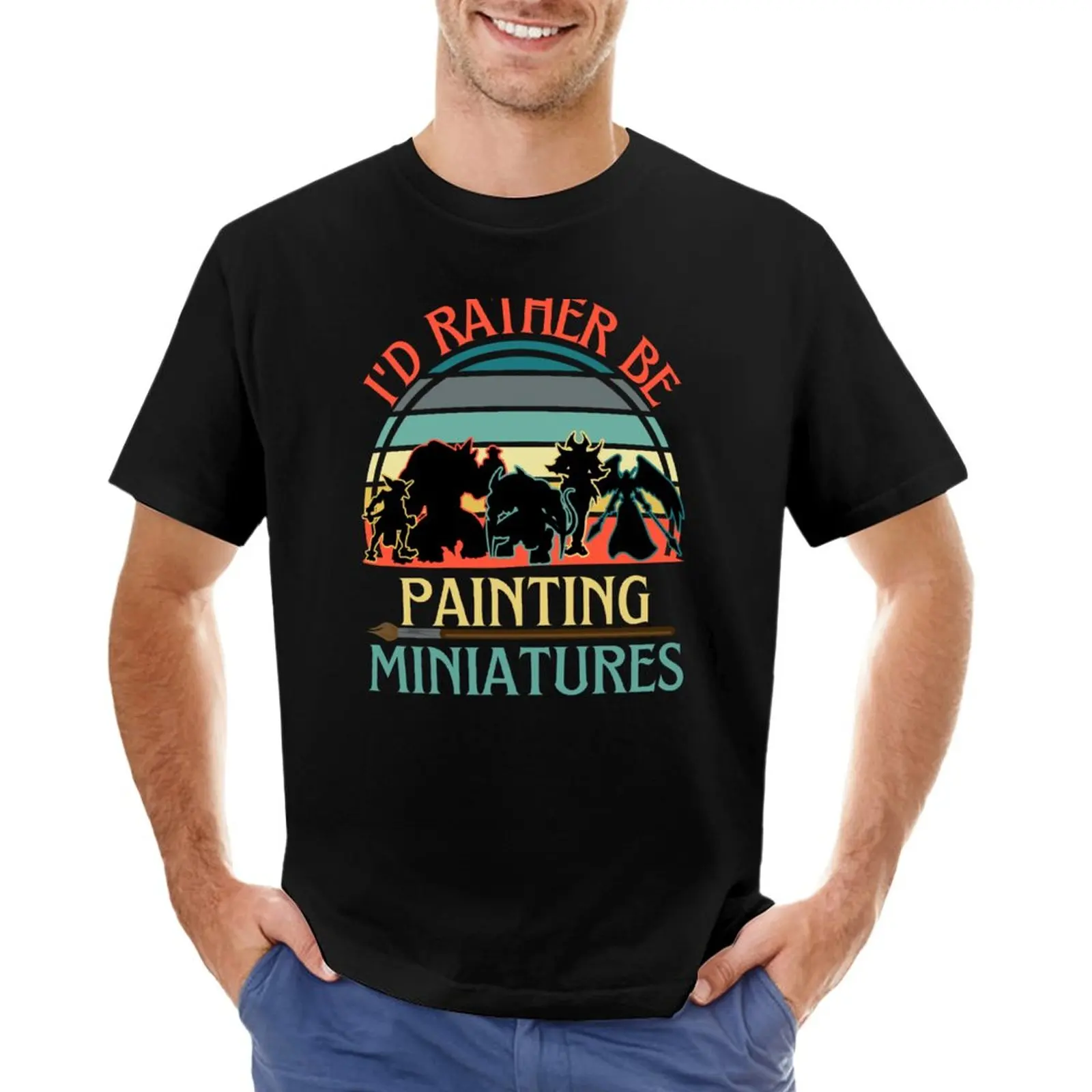 

Funny I'd Rather Be Painting Miniatures RPG Tabletop Gamer Characters Retro Vintage T-Shirt blanks mens graphic t-shirts hip hop