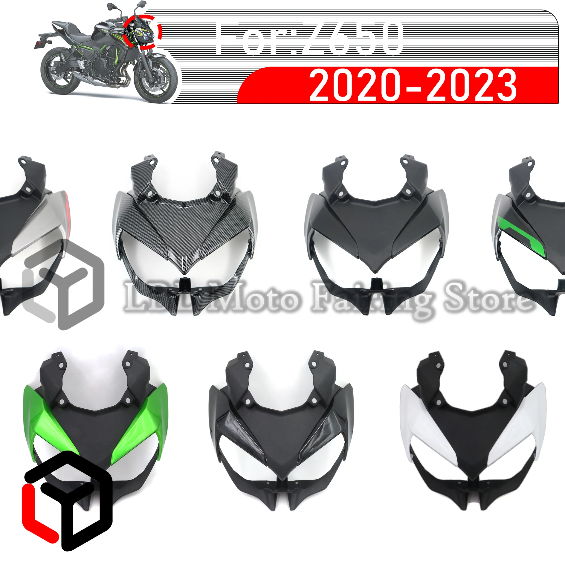 For KAWASAKI Z 650 Z650 2020 2021 2022 Front Upper Nose Fairing Headlight Shroud Cover Front Face Shell For Kawasaki Z650 Z 650