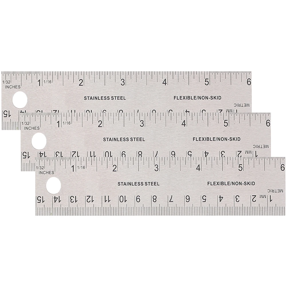 

3pcs Cork Backing Ruler 15cm Softwood Student Drawing Stainless Steel Colored Kids School Supplies Straight Edge Measuring Tool