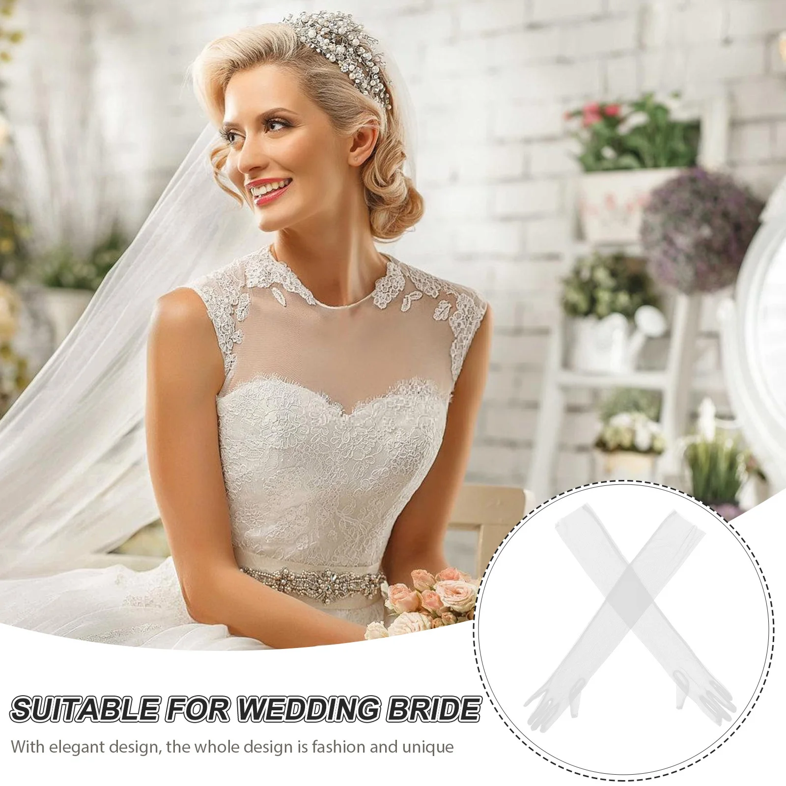 1 par de guantes finos transparentes de malla blanca, guantes elegantes ultralargos y transpirables para bodas, ocasiones formales nupciales, formales largos para mujeres