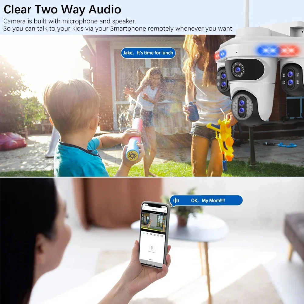 HD 35MP WIFI PTZ Camera 30X ZOOM IP CCTV Outdoor Waterproof Camera Multi-Lens 4 Screen Two-Way Intercom Auto Tracking FFvideo