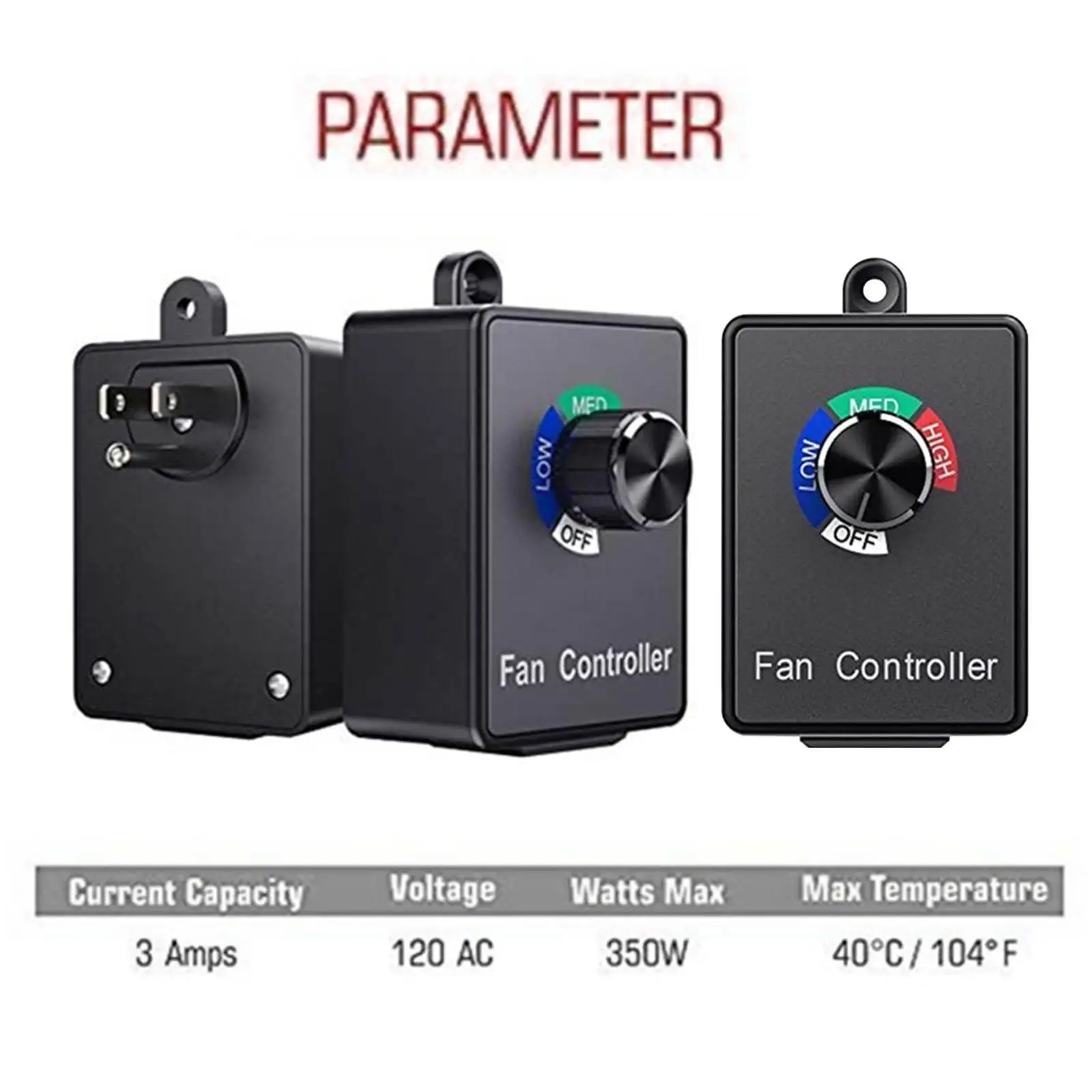 120V Variable Speed Fan Controller for Inline Duct Exhaust Vent Blower 3amp 350W Adjuster