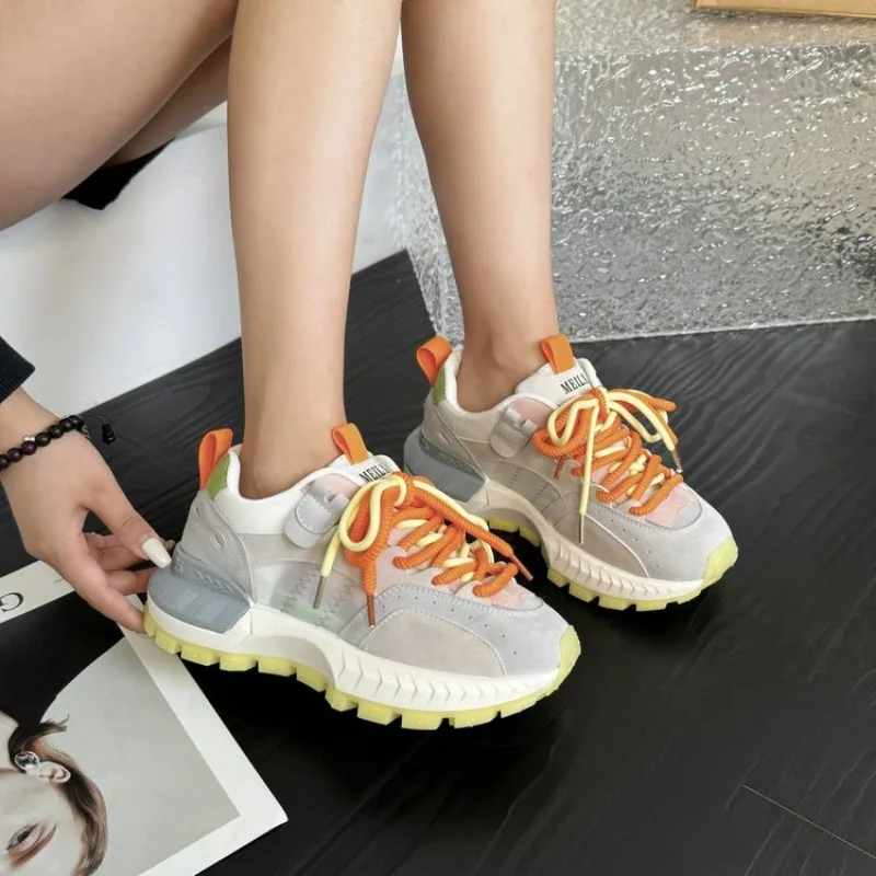 2024 Summer and Autumn New Breathable and Comfortable Dad Shoes Colored and Versatile, Unique and Leisure Sports Women's Shoes image 2