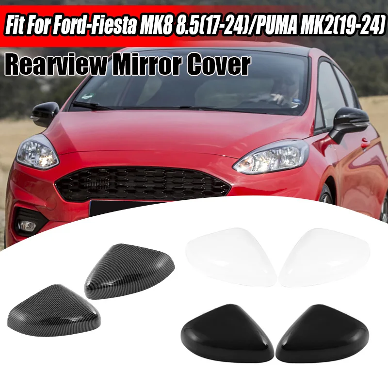 Rhyming Schwarz/Weiß/Carbon Rückspiegel Abdeckung Für Ford Fiesta MK8 8,5 2019 2020 2021 2022 2023 2024 Puma MK2 Auto Zubehör
