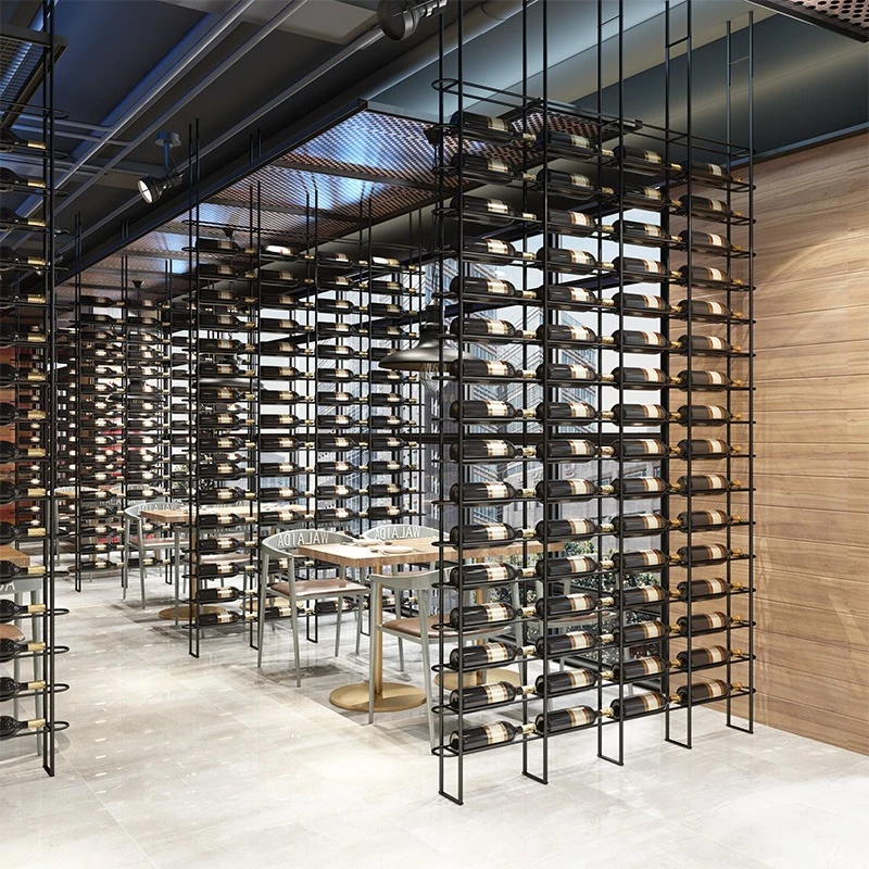 

Industrial style wrought iron wine rack, restaurant bar booth partition wine cabinet