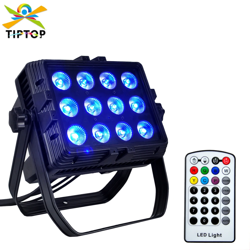 

TIPTOP 12x18W RGBWAP 6IN1 Color Outdoor Led Flood Light Waterproof IP65 DMX IR Wireless 2.4G Control Aluminum Par TP-W1218W