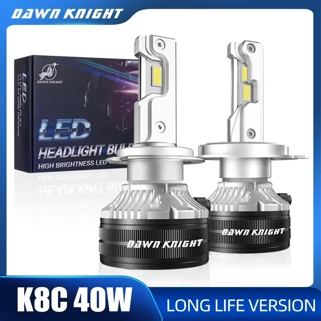 DAWNKNIGHT K8C 40W K7C Led Long Life Version H7 H4 H11 Żarówka reflektora LED 3 miedziane światła LED do samochodu H1 HB3 9005 HB4 9006