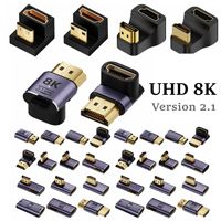 1PC UHD 8K 48Gbps HDMI2.1 Adapter 90 Degree U-shaped Male to Female Micro Mini HDMI-compatible Convertor for HDTV PS4 PS5 Laptop