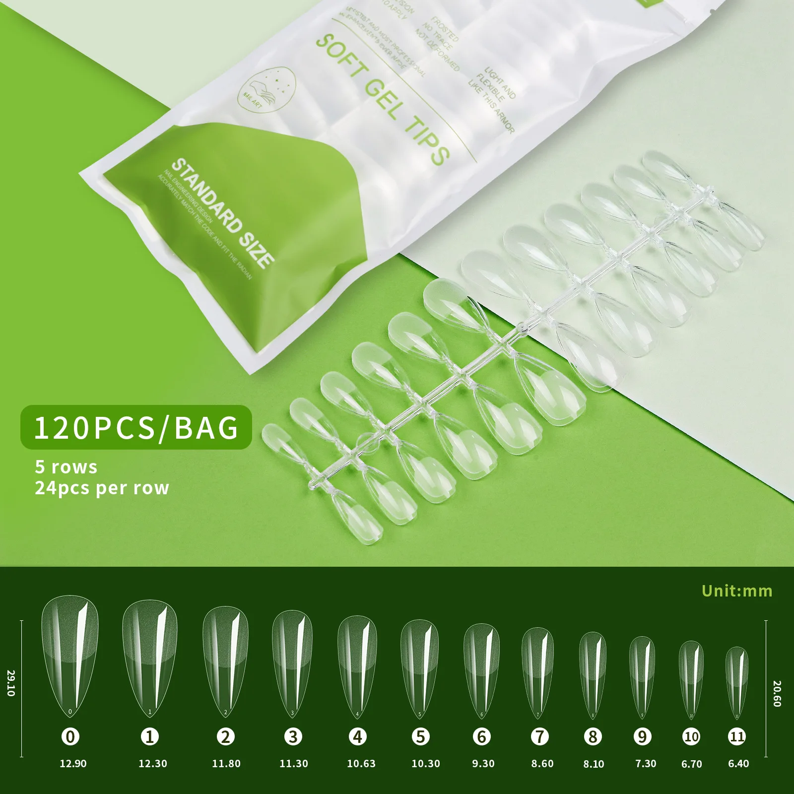 120 Stück ultradünne, weiche Gel-Spitzen, transparente, spurlose Press-On Coffin-Nägel für einen natürlichen Maniküre-Look – Detail 16