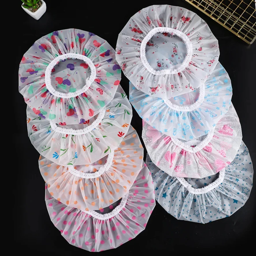 

Waterproof Dustproof Oil-proof Shower Cap With Elastic Thicken Reusable Dry Hair Sanitary Hat For Shower Kitchen Clean Cooking