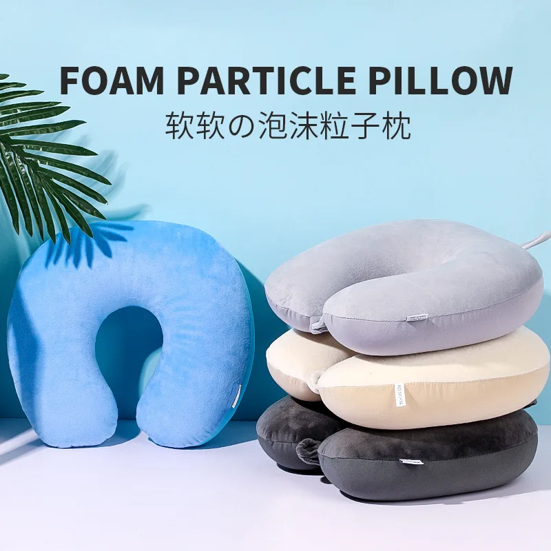 U-shaped Pillow Foam Particle Plain Neck Pillow Particle Pillow Office Neck Travel Portable Aircraft