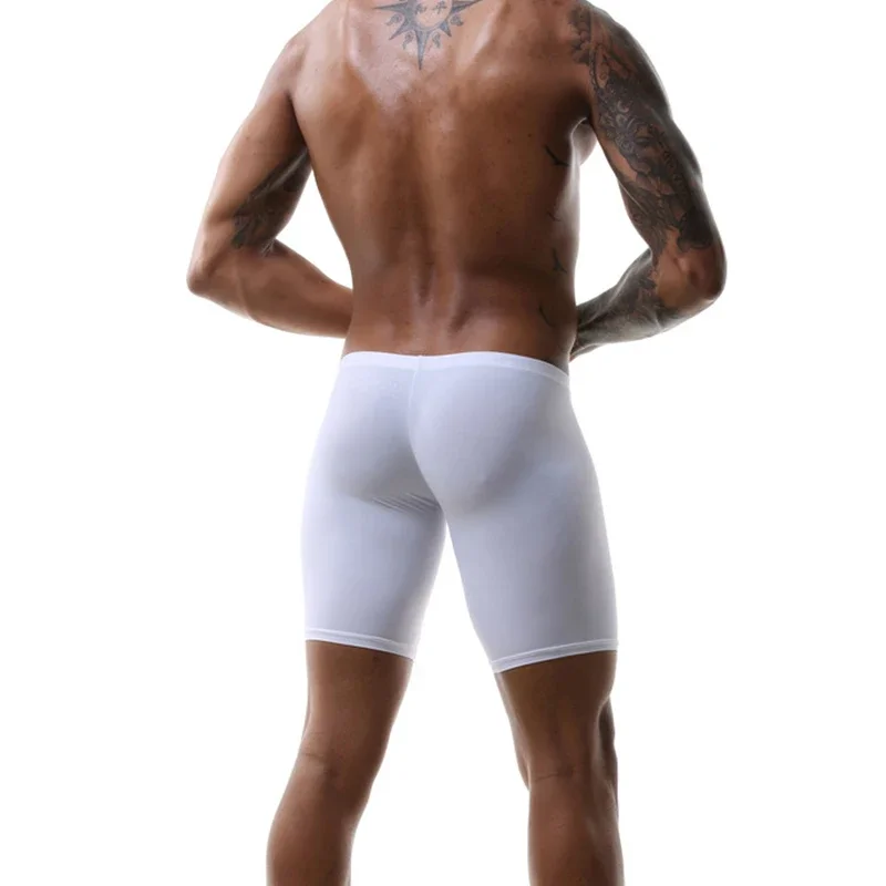 Fashion Panties Men Underwear Seamless Ice Silk Sports Underwear Breathable Long Leg Boxer Shorts Male Sexy Quick Dry Pants