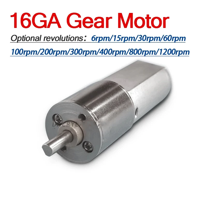 16GA Gear Motor DC12V 6RPM/-1200RPM Reducer Speed High Torque MIcro Metal GearBox Motor PWM Controller 16ga-050