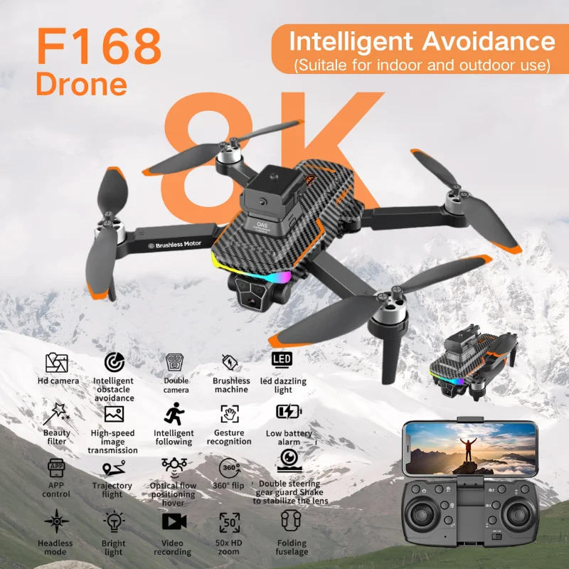 Nieuwe 8k Drievoudige Camera Drone Professionele Borstelloze Motor Intelligente Vermijding Antenne HD Antenne Optics Opvouwbare Quadcopter