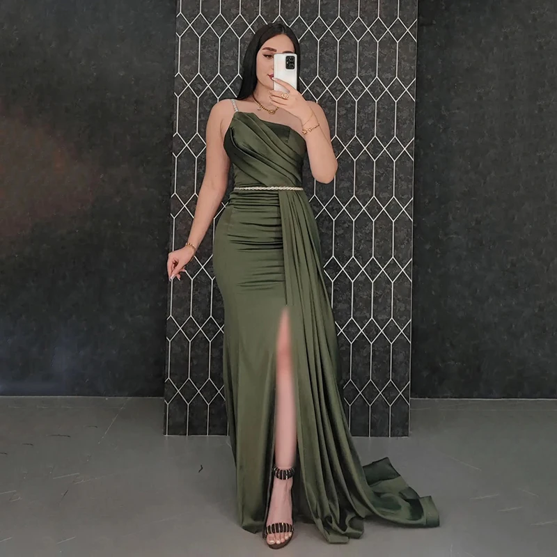 

Eightree Sexy Mermaid Prom Dresses One Shoulder Beadings Split Evening Dress Formal Floor Length Cocktail Party Gown Custom Size