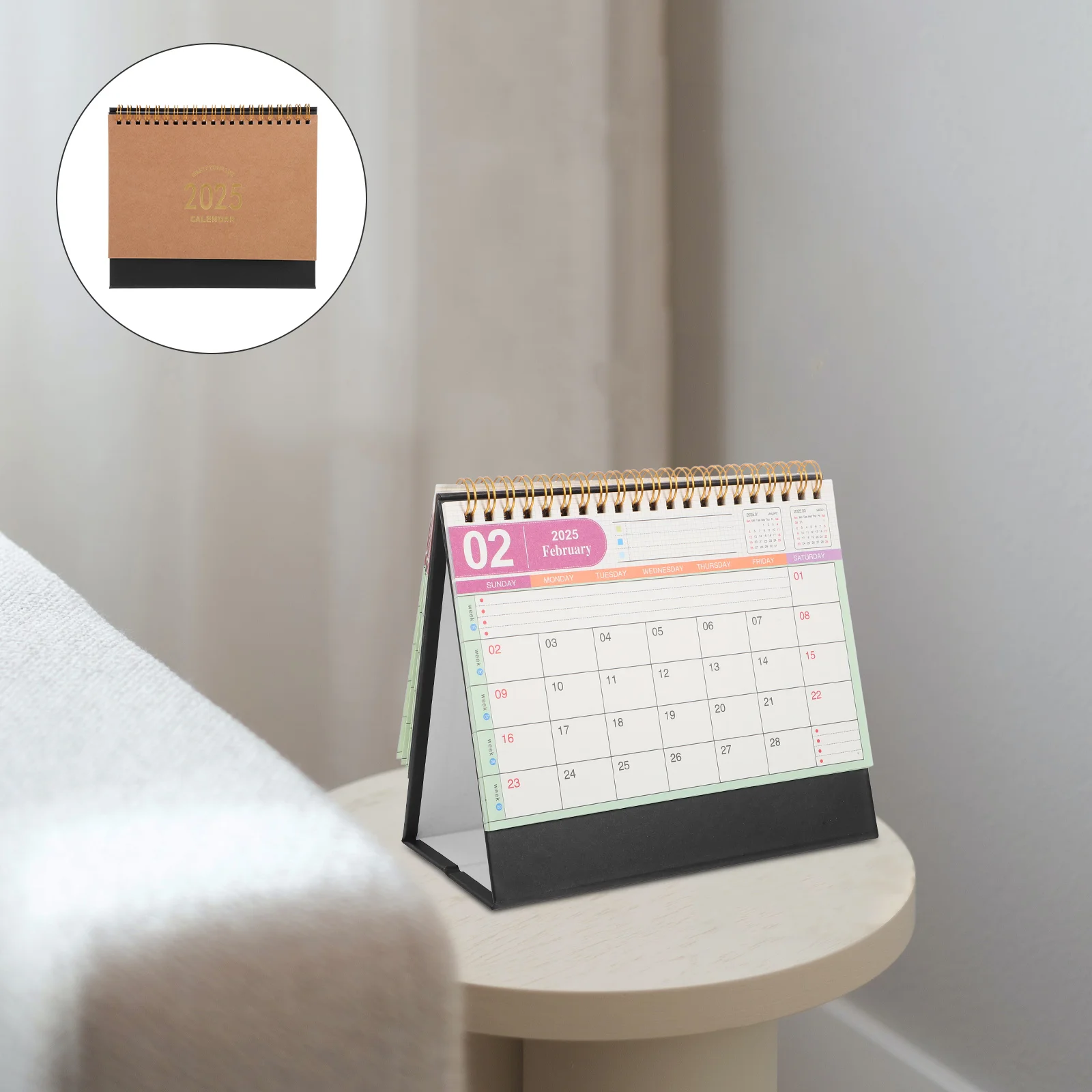 

Desk Calendar Standing Flip Desktop Counter Office Daily Schedule Wire Bound Tear Monthly