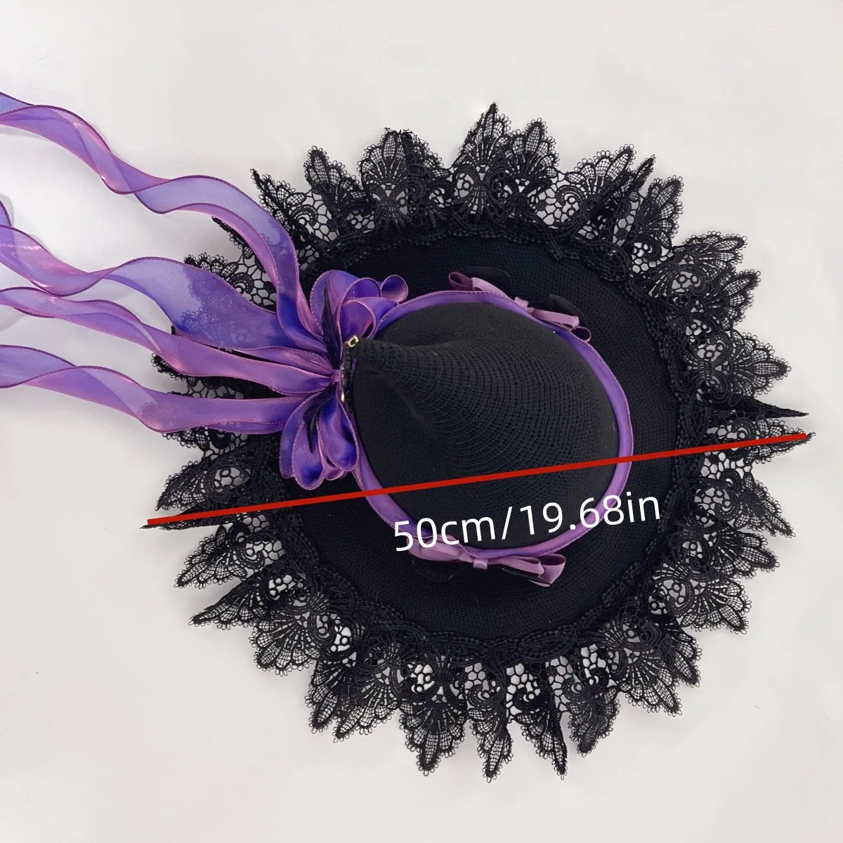 Japanische Halloween Mädchen Gothic Lolita Teufel Schleife Spitze Prinzessin Hut Cosplay Hexenhut Zubehör Perlglanz Sand Fledermaus Anhänger Kappe