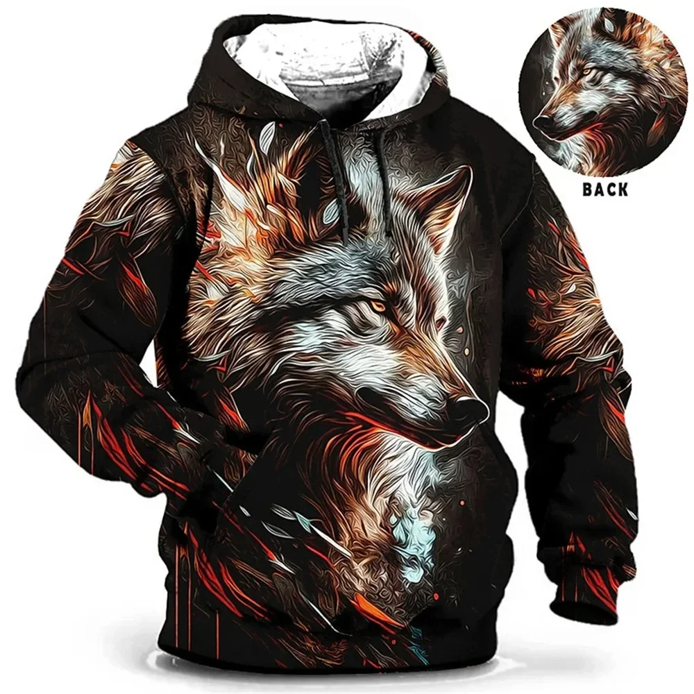 3D New Animal Print Hooded Sweater Men\'s Hooded Fashion Street Long-sleeved Shirt Loose Men\'s Clothing in Autumn and Winter.