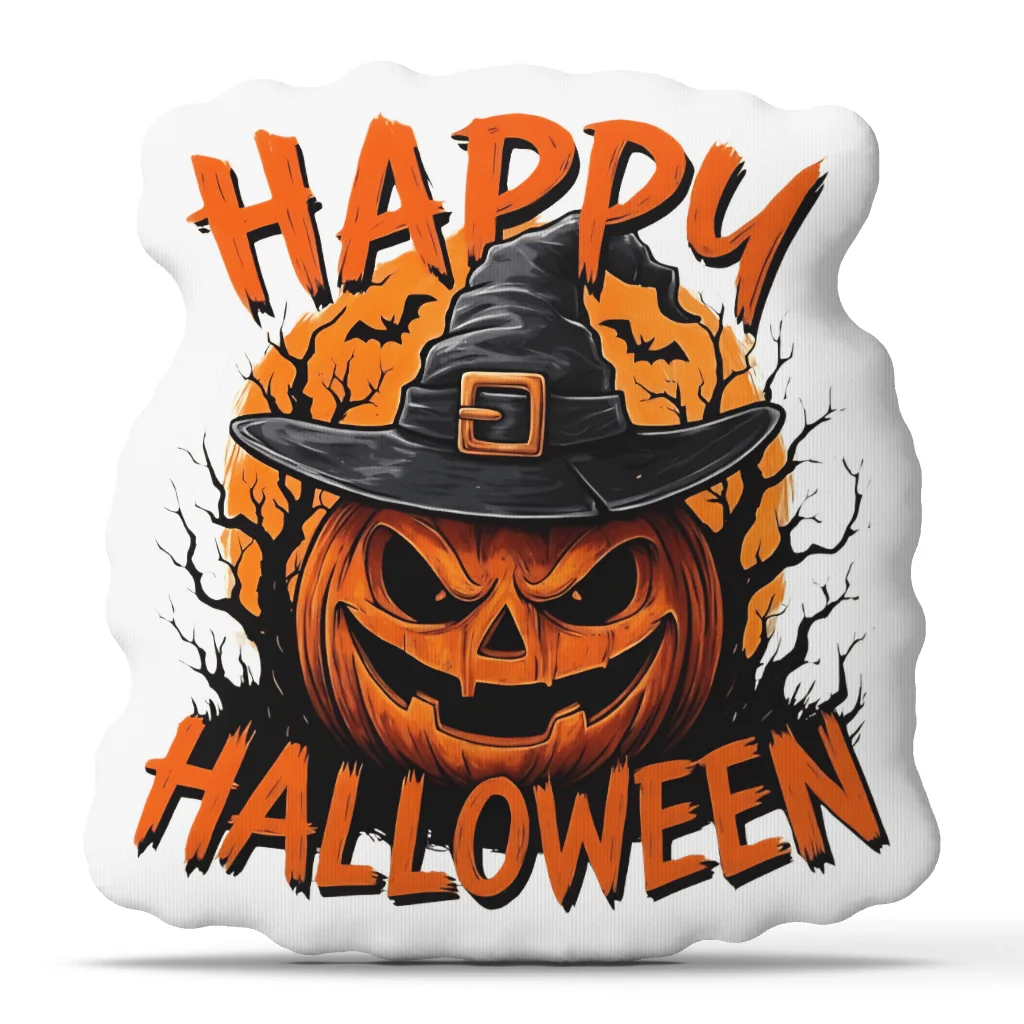 Halloween Witch Hat Pumpkin Shaped Pillow Spooky Jack O Lantern Cushion Irregular Stuffed Throw Pillow Living Room Home Decor