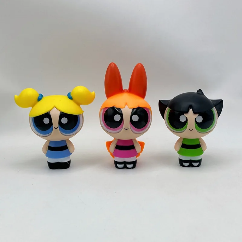 The Powerpuff Girls Blossom Bubbles Buttercup PVC Figure Set, Collectible Statue, Desktop Decor, Anime Gift for Fans