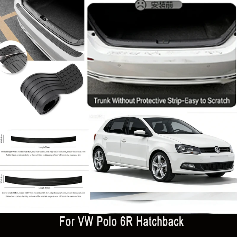 

Наклейка-защита заднего бампера для VW Polo 6R Hatchback, накладка на заднюю часть автомобиля, защита от царапин и ударов, наклейка-полоса