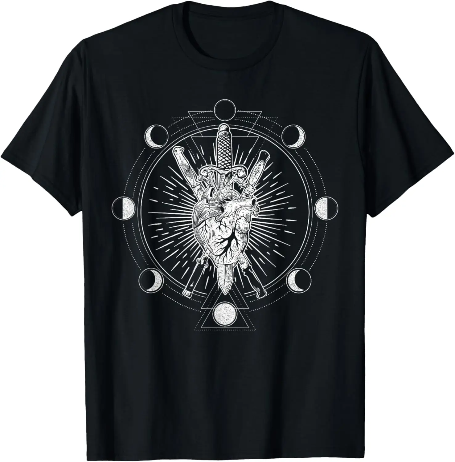 Moon Phases Heart Knives - Blackcraft Tarot T-Shirt